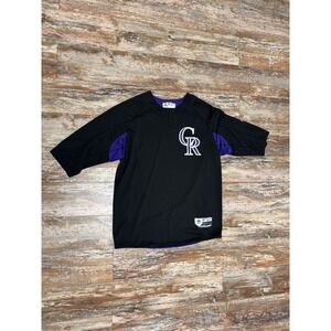 Mens Majestic MLB Colorado Rockies 3/4 Sleeve Shirt Size Large Cool Base